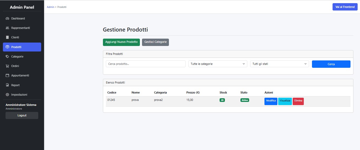 Gestionale web per rappresentanti con pannello admin