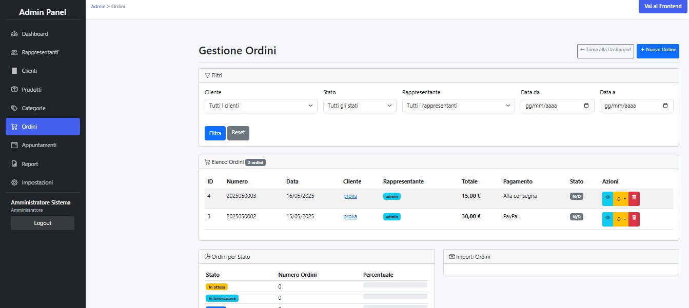 Gestionale web per rappresentanti con pannello admin