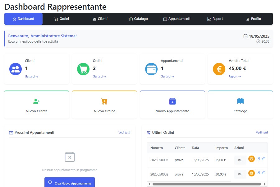 Gestionale web per rappresentanti con pannello admin