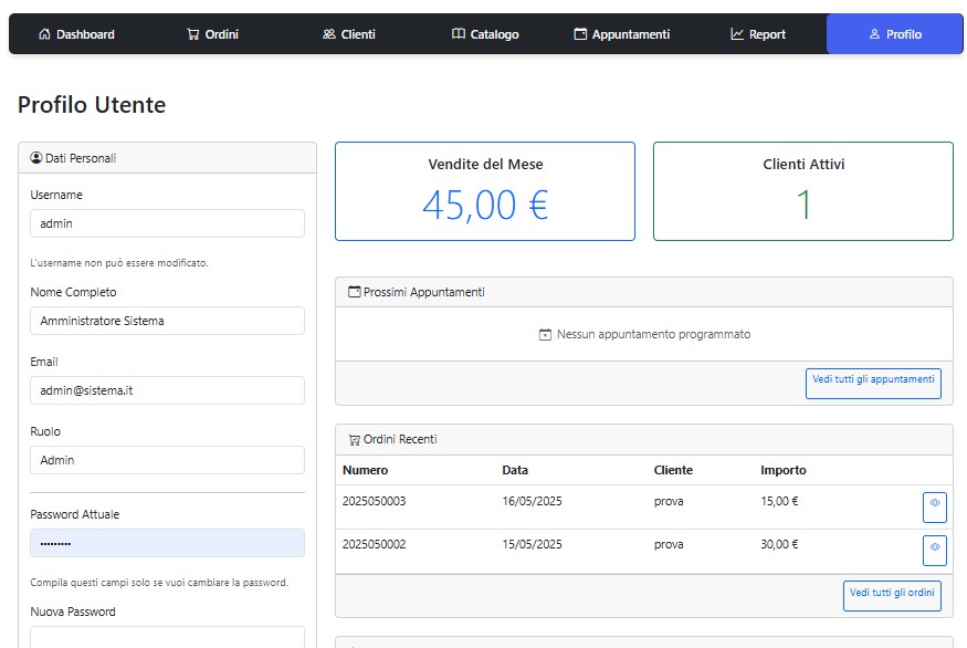 Gestionale web per rappresentanti con pannello admin